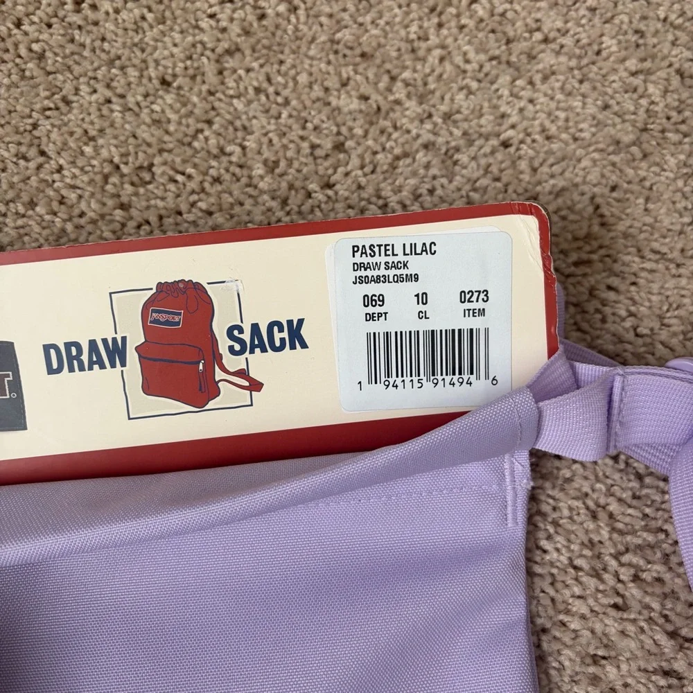 Jansport Lavender Cinch Backpack Pastel Lilac